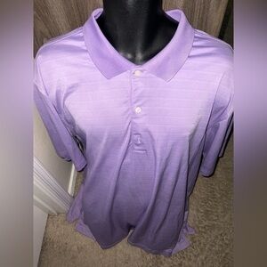 Men’s used size 2XL XXL Greg Norman purple striped play dry golf polo shirt